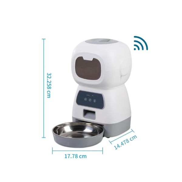 dispensador alimentador inteligente mascotas WiFi, medidas