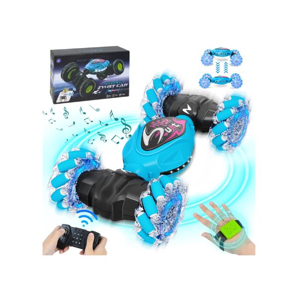 Juguete de auto acrobático teledirigido, con luz LED