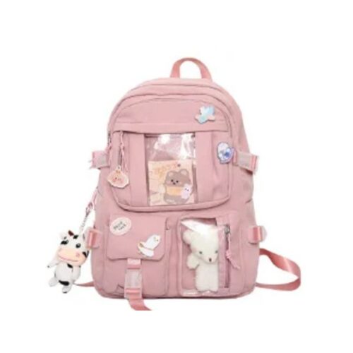 Elegante mochila con bolsillo transparente para niñas