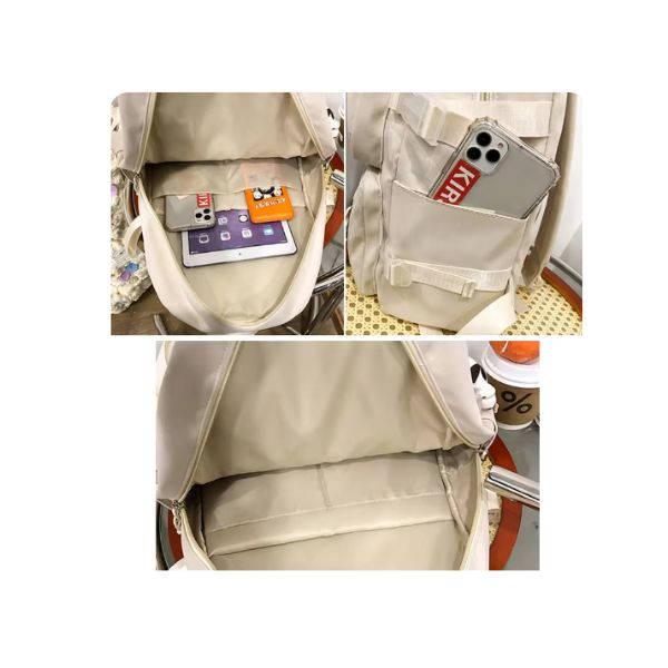 Elegante mochila con bolsillo transparente para niñas, vista interior